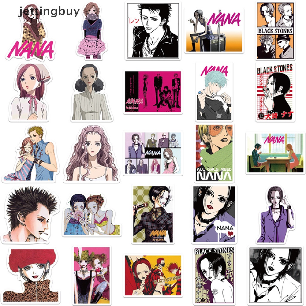 Set 50 miếng dán trang trí JETTING graffiti nhân vật anime NANA dành cho xe hơi xe máy va li máy tính xách tay
