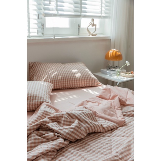 Set Bộ Cotton Linen Chăn Hè Caro Phong Cách Decor Hiện Đại_Shinbedding