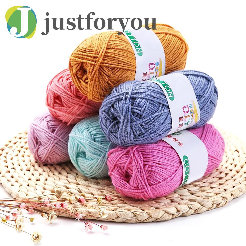 Set 2 cuộn len sợi cotton nhiều màu tùy chọn dùng đan khăn choàng/mũ cho bé