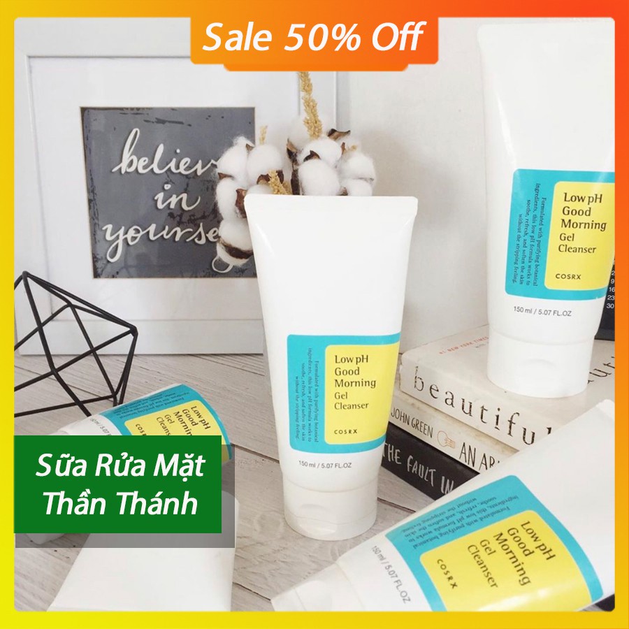 Sữa rửa mặt Cosrx Low PH Good Morning Gel Cleanser 150ml chiết xuất tràm trà Gel rửa mặt Cosrx xanh