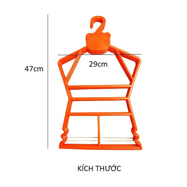 [SIÊU RẺ] Combo 10 Móc Bộ Quần Áo Trẻ Em Size To nhựa dẻo, màu trắng và màu cam (29x47cm)