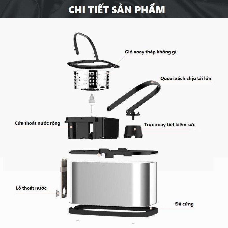 Cây Lau Nhà Inox 304 Tự Vắt 360 Độ Thế Hệ Mới - Chổi Lau Nhà Cao Cấp Hàng Chính Hãng Tặng Kèm 2 Bông Lau