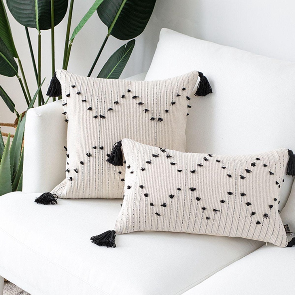 Vỏ Gối Tua Rua Dệt Tay Mềm Mại Trang Trí Phòng Khách Phong Cách Bohemian