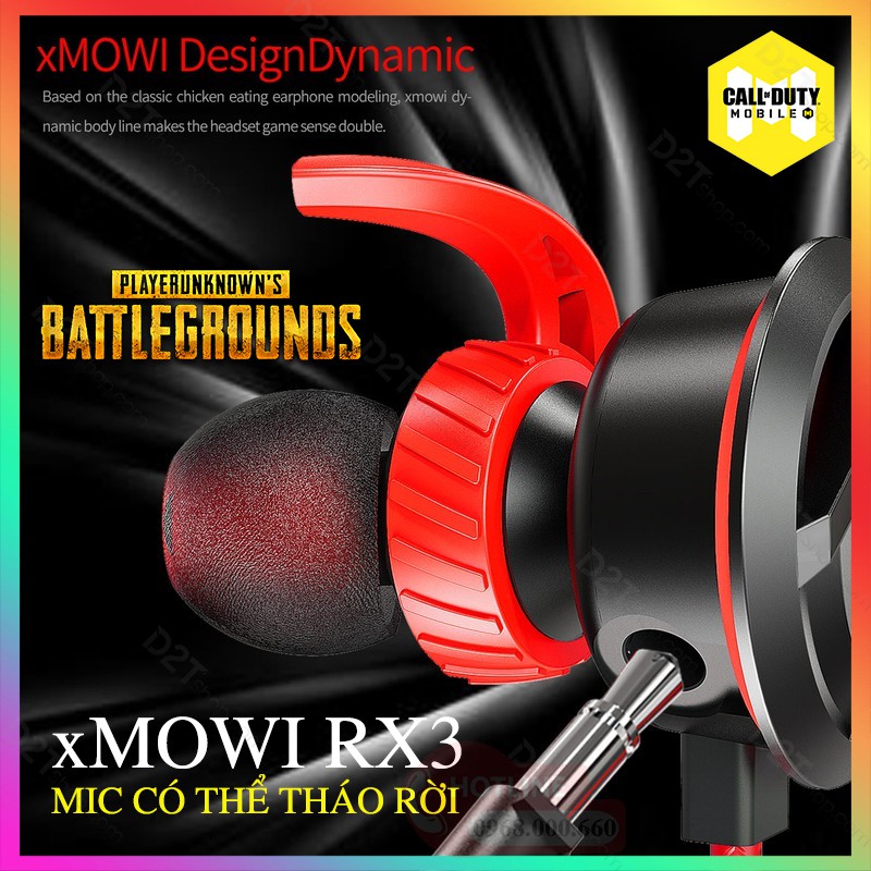 Tai nghe gaming XMOWI RX3 , 2 mic đàm thoại, khử ồn game chơi cực tốt game PUBG, COD, FREE FIRE