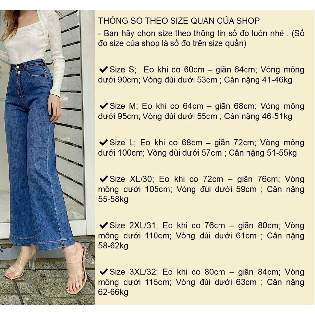 Quần jeans ống rộng vải co giãn mềm mại OR539