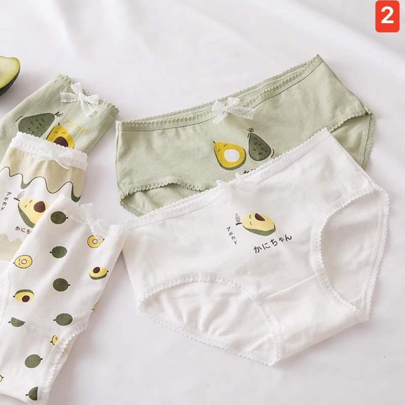 SET 10 CHIẾC Quần lót nữ hình quả bơ dễ thương, quần lót cotton xuất Nhật