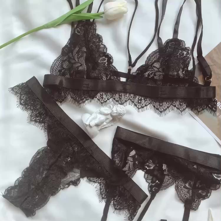 Set bralette ren mềm kèm đai kẹp tất sexy LG300 | BigBuy360 - bigbuy360.vn