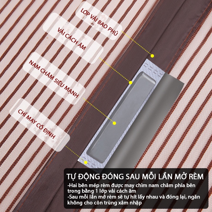 Rèm Cửa Dán Tường Koen Rèm Dán Tường Chống Muỗi Chống Các Loại Côn Trùng Có Nam Châm Tự Hít Mỗi Lần Mở