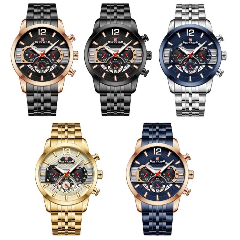 Đồng Hồ Quartz Chronograph Chống Thấm Nước Chất Liệu Thép Không Gỉ 81013 Thời Trang Cho Nam