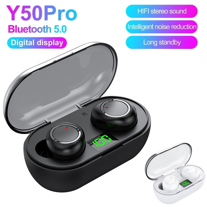 Tai Nghe Nhét Trong Y50 Pro TWS Y30 Bluetooth 5.0 Không Dây Tích Hợp Mic Kèm Hộp Sạc Ốp