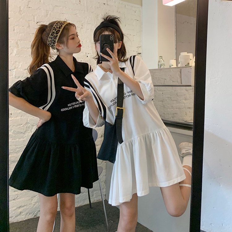 Đầm suông PERTY cổ polo phong cách Hàn Quốc cho nữ