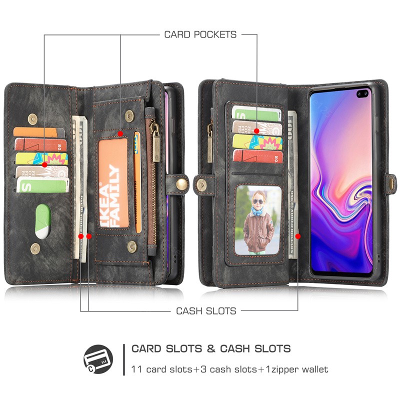 Samsung Galaxy S10 S9 S8 Plus S10E S10 5G S7 EDGE Card Slot Phone Case PU Luxury Leather Wallet Magnetic Attraction Flip Cover For Samsung S10Plus S9Plus S8Plus S7Edge Business Stand Casing Holder PHONE CASE zipper card holder