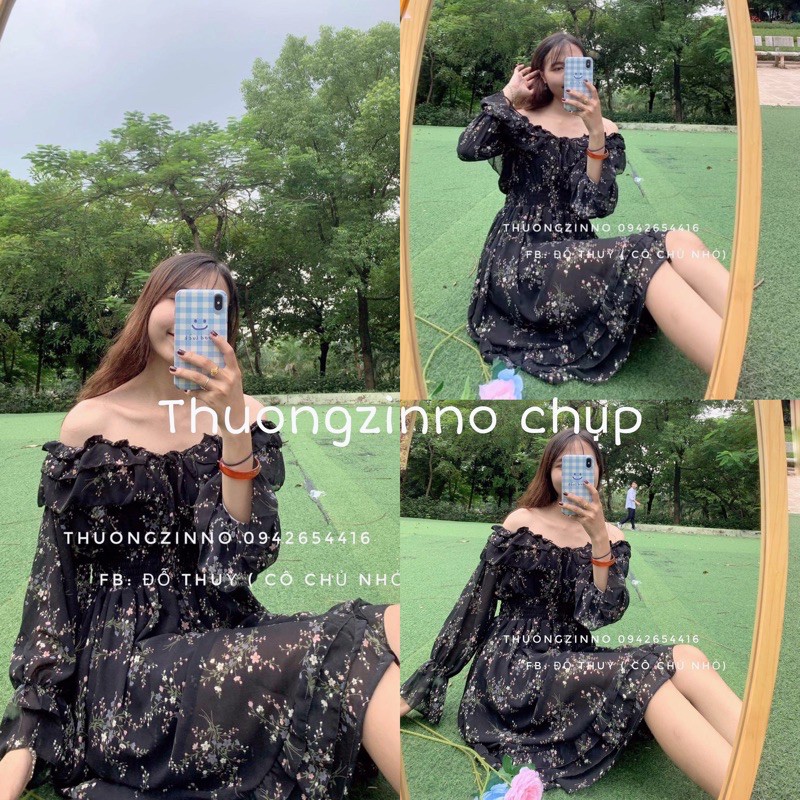 [Ảnh Thật/Video Váy hoa nhí phong cách Ulzzang Đầm hoa vintage trễ vai