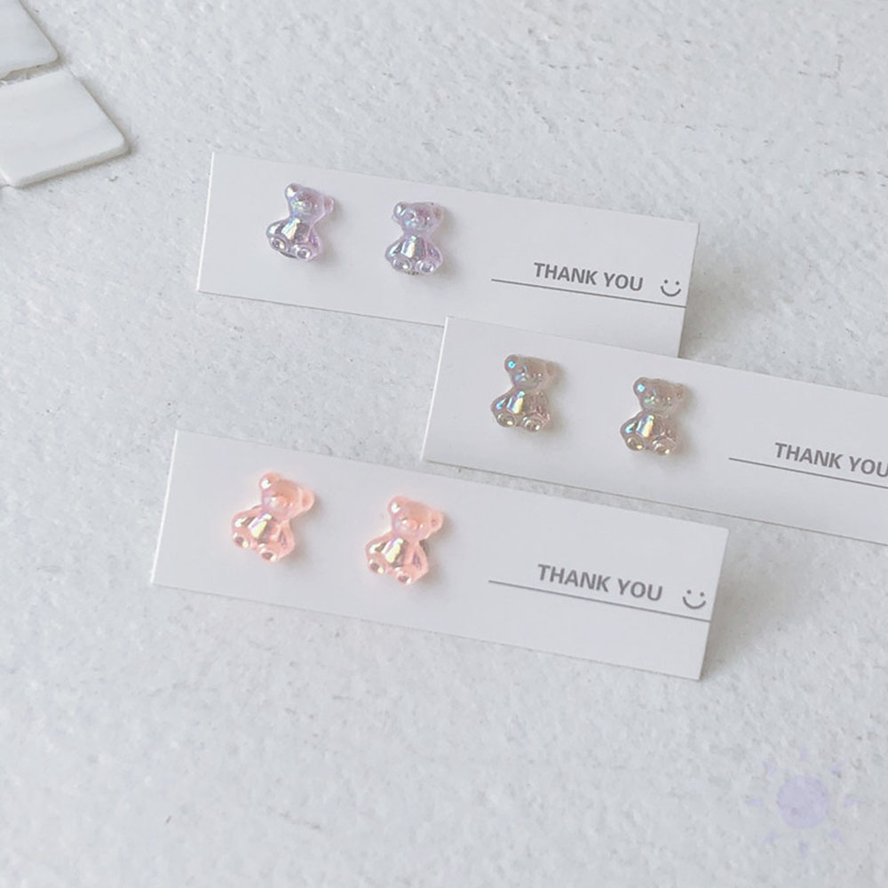 Khuyên tai nhựa resin hình gấu nhiều màu sắc xinh xắn