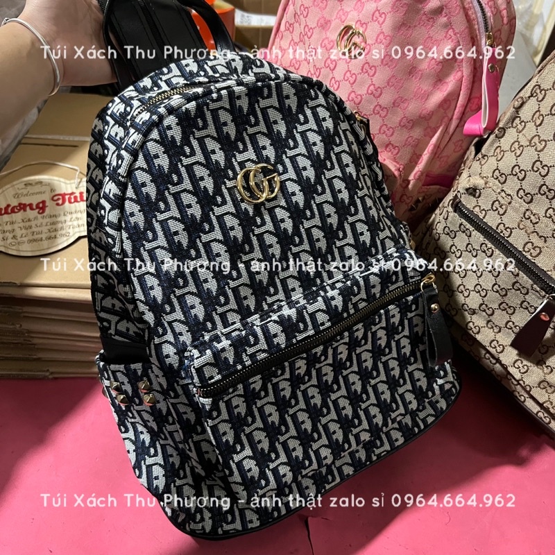 Balo vải Size 40 đi học, balo tiện dụng họa tiết LOGO dây lót da dành cho nam và nữ (cam kết hàng chuẩn ảnh - giá sỉ)