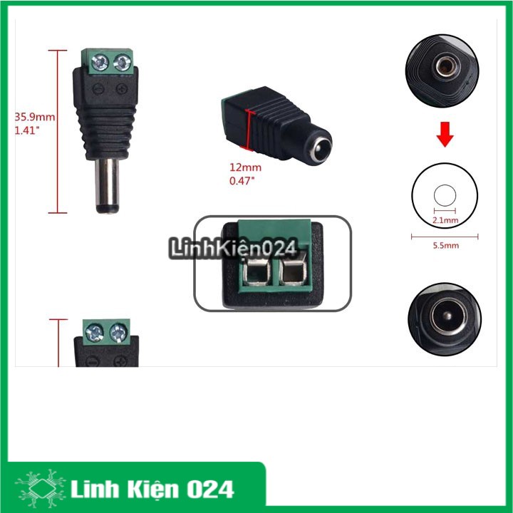 Jack Nối Nguồn Đực/Cái 5.5x2.1mm - Jack Nối Nguồn Camera