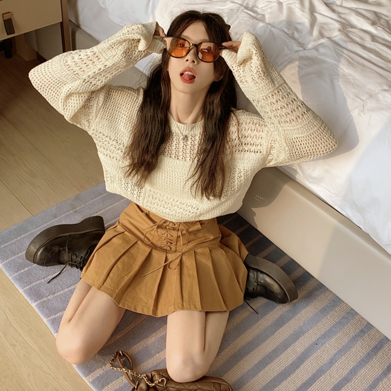 Áo Croptop Len Móc Chống Nắng Thông Thường Bảo Vệ Khỏi Ánh Nắng Mặt Trời