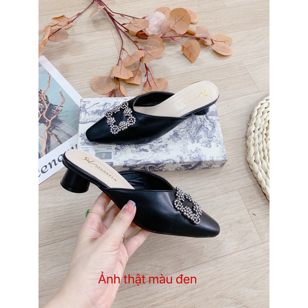 (S135) Dép sục nữ gót tròn 2 phân tag khuy đá vuông (Mã HH37)