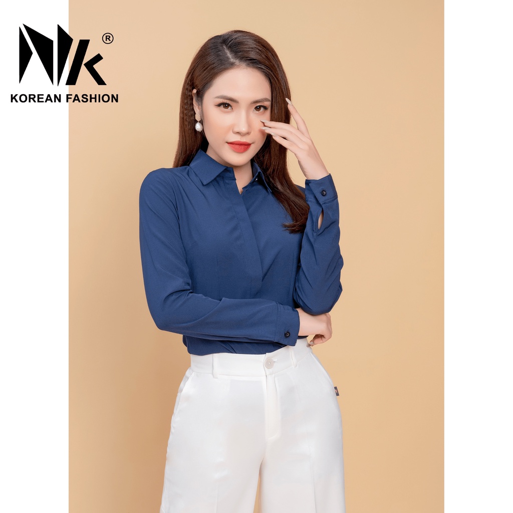 Áo Sơ Mi Nữ Công Sở Cao Cấp Dài Tay NK FASHION, Thiết Kế Đơn Sắc Tối Giản Thanh Lịch NKSM2010011B