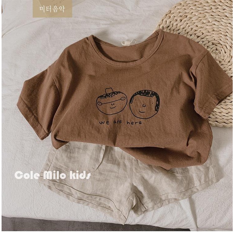 Áo Thun Cotton Lanh Tay Lỡ Phong Cách Phương Tây Mẫu Mới 2022 Thời Trang Cho Bé Trai Và Bé Gái