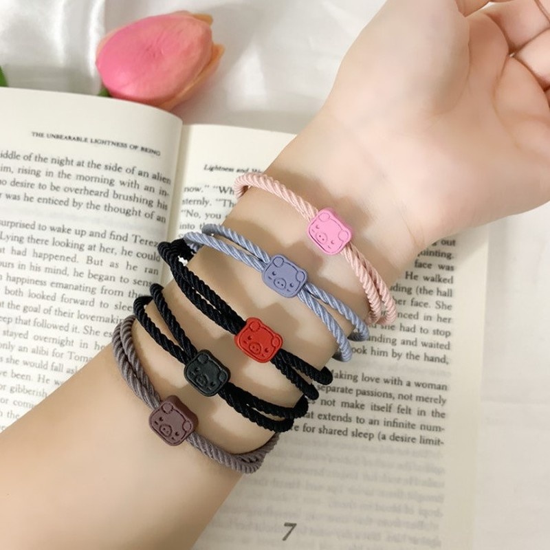 Dây Buộc Tóc Cao Su Họa Tiết Hoạt Hình Đơn Giản Phong Cách Mori Hàn Quốc