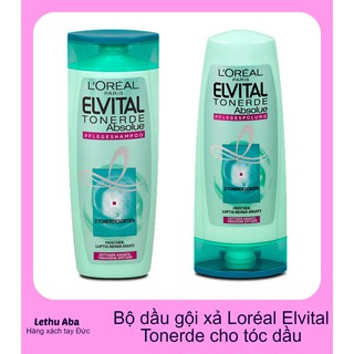 ❤ Bộ dầu gội xả Loreal Elvital Tonerde Absolue cho mái tóc bị hư tổn, chân tóc dầu, ngọn tóc khô