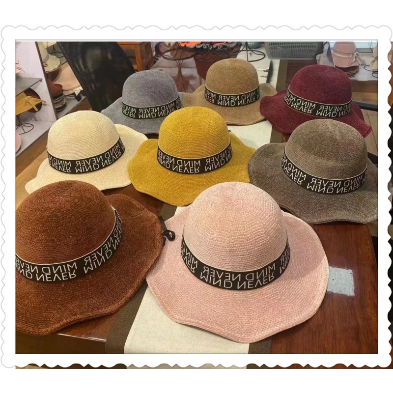 Mũ nữ vành rộng hoạ tiết chữ thêu , phụ kiện thời trang nữ