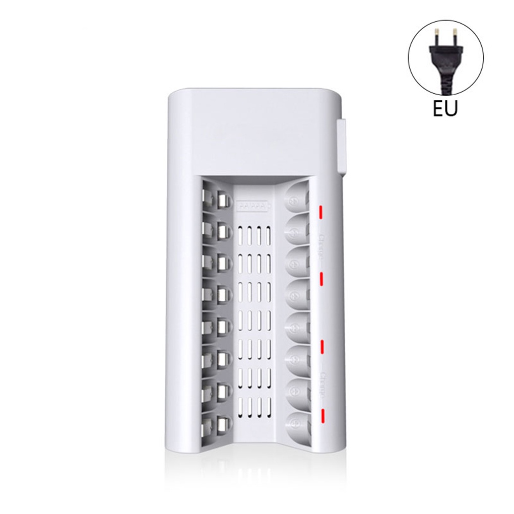 [Coco] PALO 8 Slots Smart Intelligence Battery Charger Charging Station Port for AA/AAA Batteries with LED Indicator