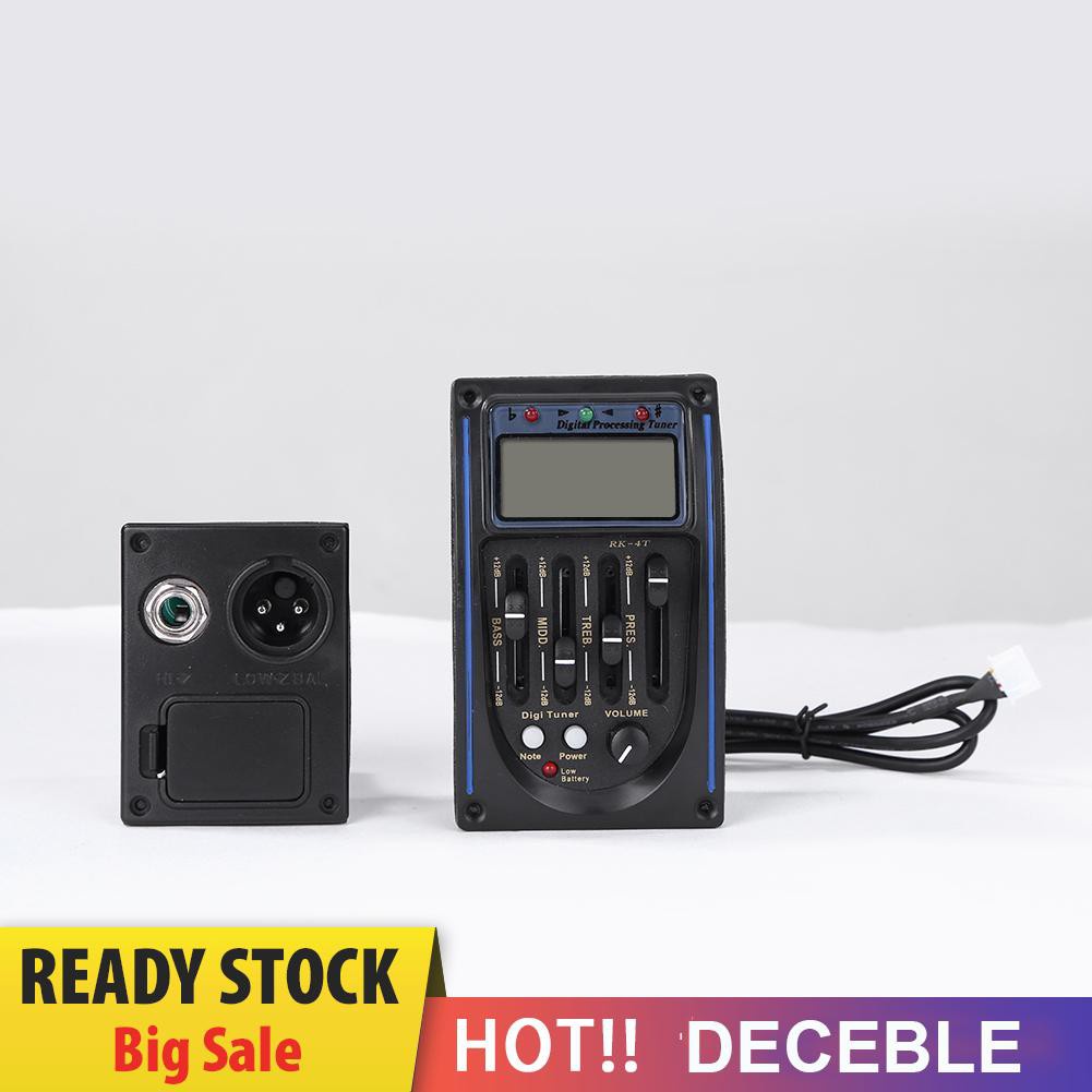 Deceble LC-4 4 Band Acoustic Guitar Pickup Preamp EQ LCD Tuner System Equalizer