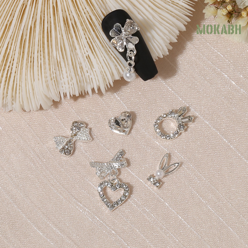 Set 20 Phụ Kiện Trang Trí Móng Tay Hình Nơ Trái Tim Bằng Hợp Kim Chống Rỉ Sét