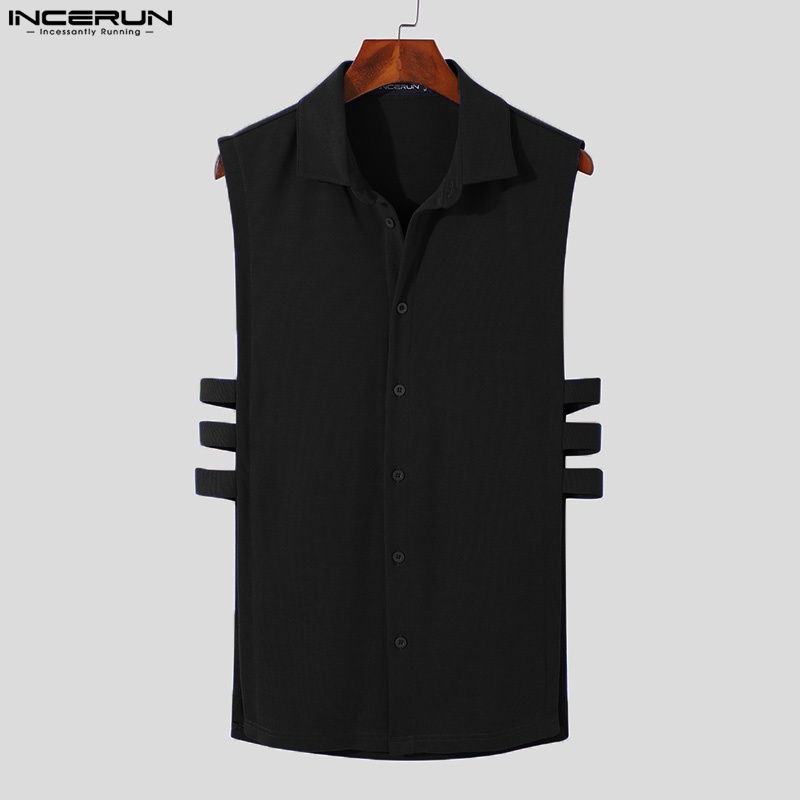 INCERUN Áo Sơ Mi Không Tay Thiết Kế Khoét Lỗ Thời Trang Cho Nam