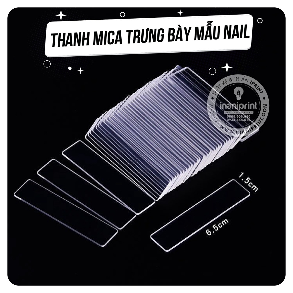Thanh trưng mẫu Nail, thanh mica trong suốt trưng bày mẫu móng đẹp - Số lượng : 1 thanh