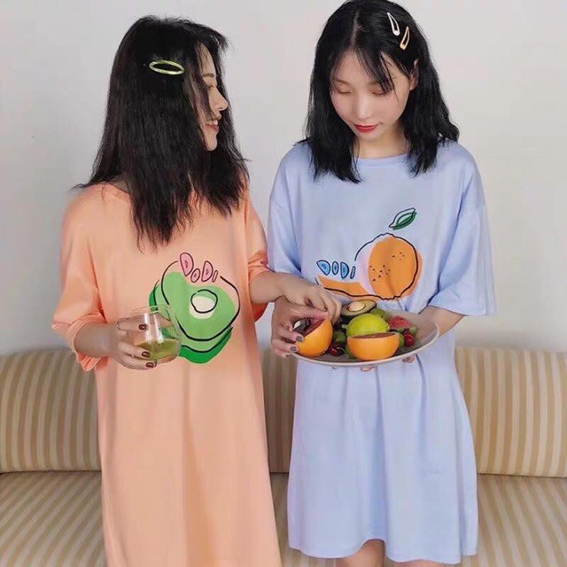 VÁY SUÔNG HOA QUẢ 6 MÀU KIỂU DÁNG VÁY SUÔNG TAY DÀI ULLAZZANG CHẤT ĐẸP