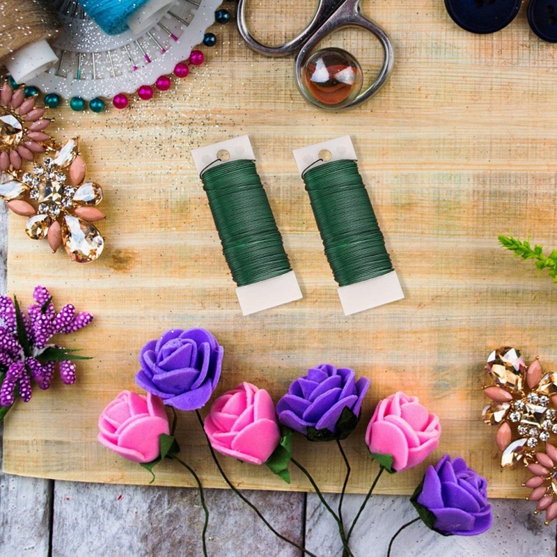 Cuộn Dây Hoa 22 Guage Màu Xanh Lá Dùng Làm Vòng Hoa DIY