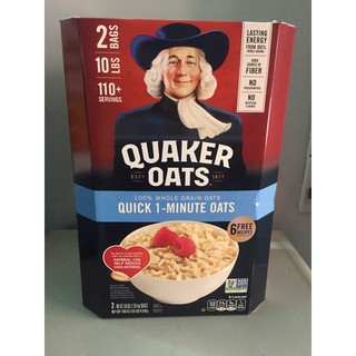 Yến mạch cán dẹp ăn liền Quick 1 minutes Quaker oats mẫu mới nhất 4.6kg + 0.5kg