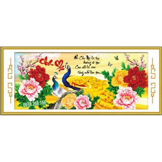 Tranh gắn đá hạt tròn cao cấp cha mẹ kt110x50cm DF310