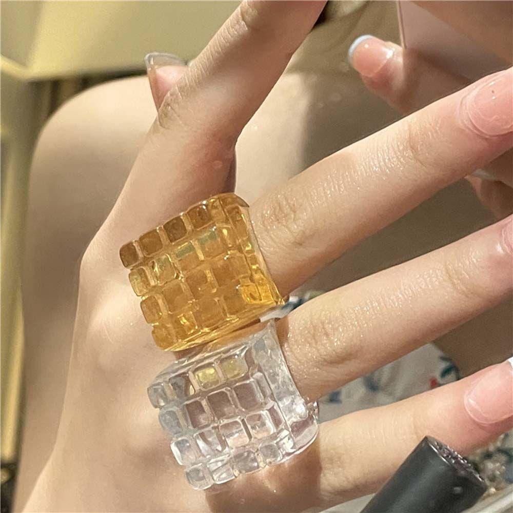 QQMALL Nhẫn Resin Dễ Thương Thời Trang Hàn Quốc Cho Nữ