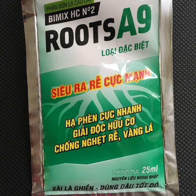 Phân bón kích thích ra rễ cực mạnh RootsA9 loại đặc biệt 25ml, dùng cho 50 lít.