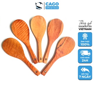 Muôi Xới Cơm Chất Liệu Gỗ Nhãn Tự Nhiên Mộc Kích Thước 21cm x 7cm, Có Lỗ Treo - Chính Hãng CAGO