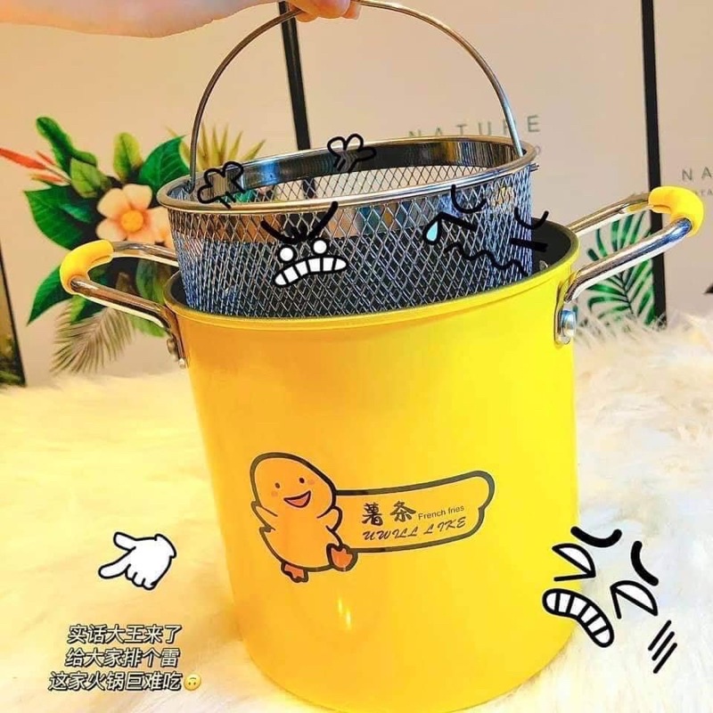 Nồi chiên ngập dầu chống dính, nồi chiên chính hãng, có nắp đậy ngăn dầu bắn ra ngoài