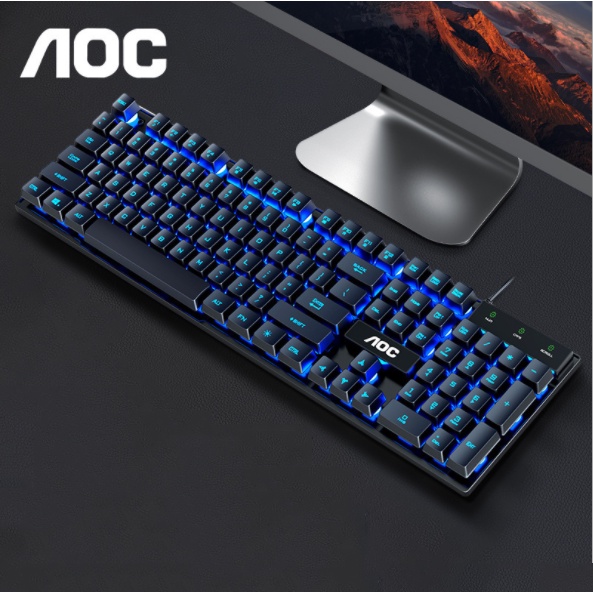 Bàn Phím Máy Tính Giả Cơ AOC KB121, Keyboard Bàn Phím Chuột Laptop, Chuyên Game Đèn LED 7 Màu, Hàng Chính Hãng