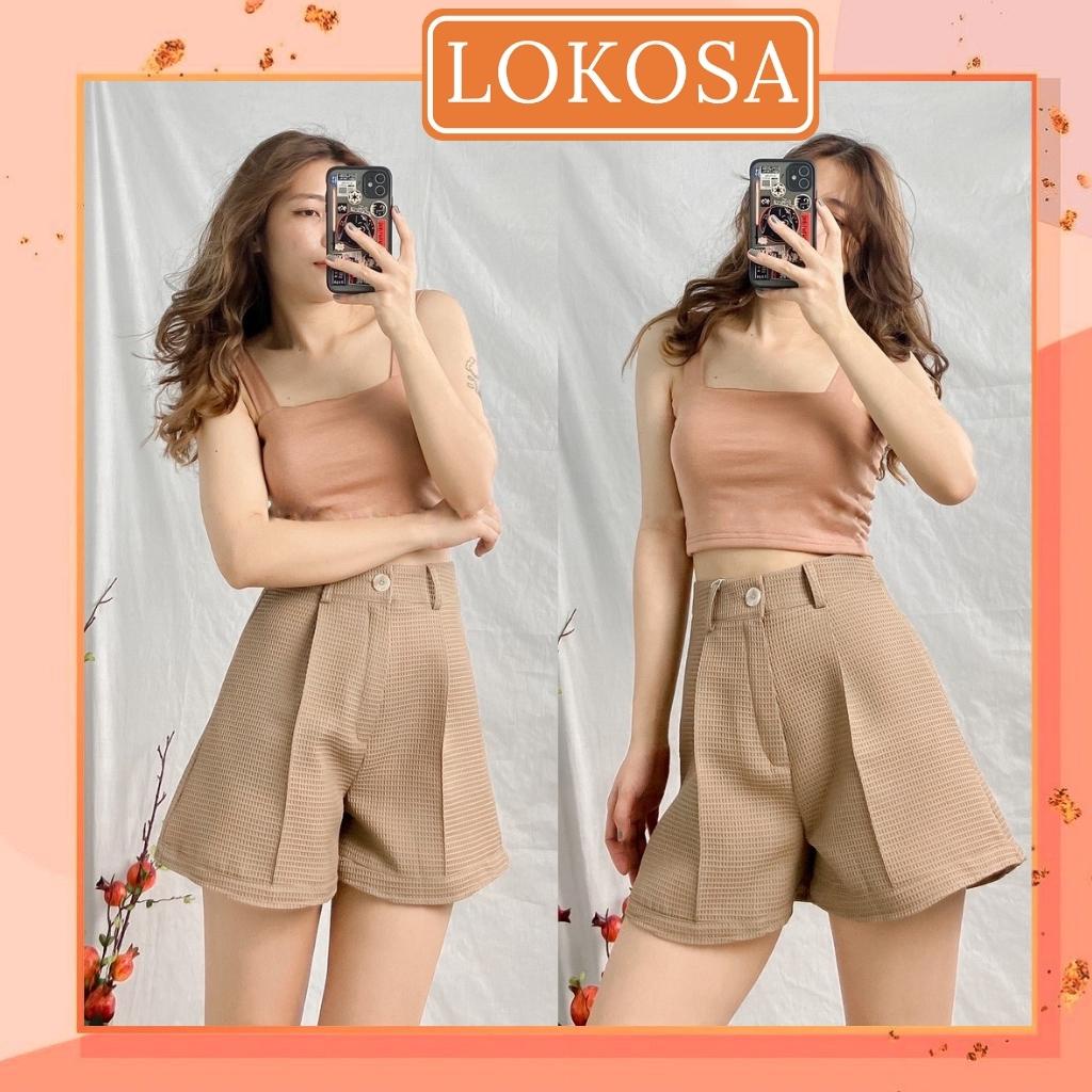 Quần Ống Rộng Nữ LOKOSA Thiết Kế Lưng Cao Phong Cách Hàn Quốc Có Rút Mặc Ở Nhà Thể Thao Năng Động QD008