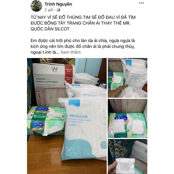 Bông tẩy trang Joycare mềm mịn, không xơ bông 210 miếng