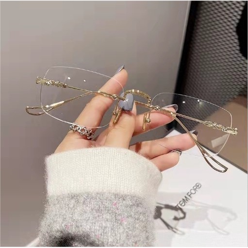 Gọng kính thời trang nam nữ gọng khoan loại tốt I hợp kim chắc chắn KT45UNIQUI Màu gold vàng