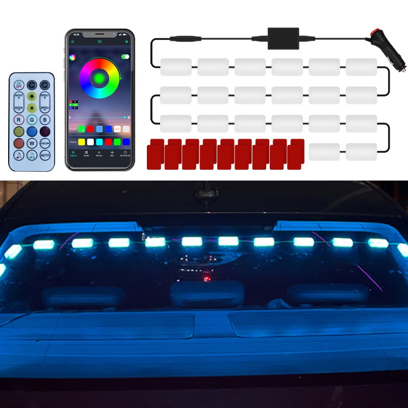 Dải Đèn LED RGB Màu Neon Sợi Quang Điều Khiển Bằng Ứng Dụng Bluetooth Trang Trí Nội Thất Xe Hơi