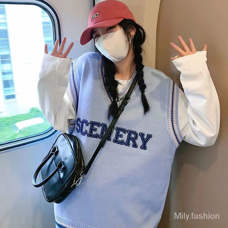 Áo Ba Lỗ Dáng Rộng In Chữ Phong Cách Hàn Quốc Thời Trang Mùa Thu Mới 2021 | BigBuy360 - bigbuy360.vn