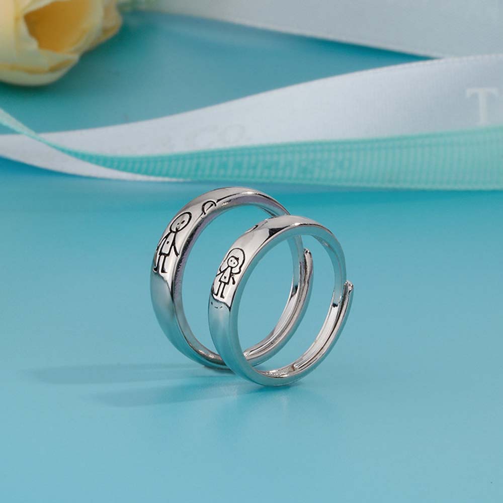 1/ 2 Nhẫn họa tiết hoạt hình dễ thương thời trang dành cho cặp đôi