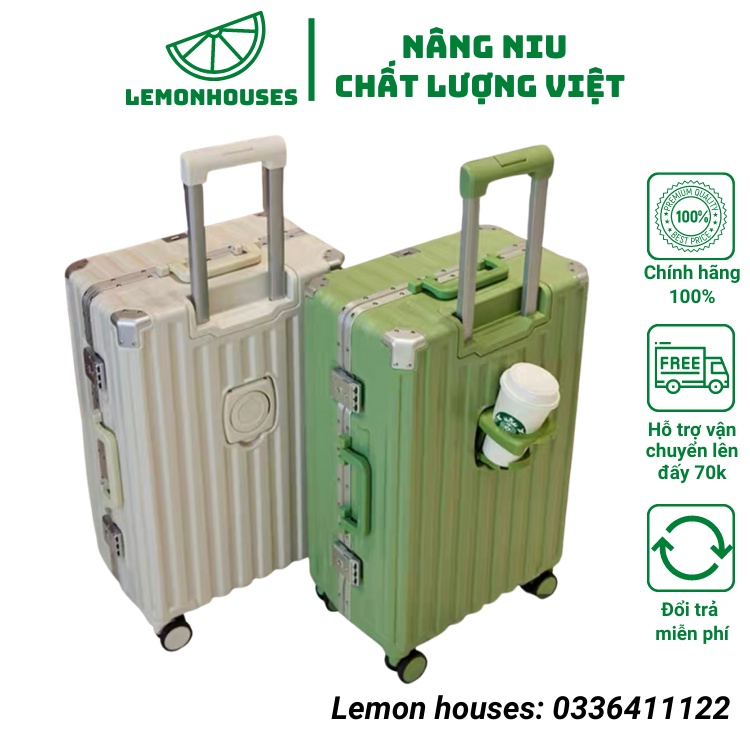 Vali du lịch khung nhôm khóa sập, vali có chỗ để nước, treo đồ hàng cao cấp