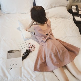 Váy đầm hè du lịch đi biển nơ eo VS030