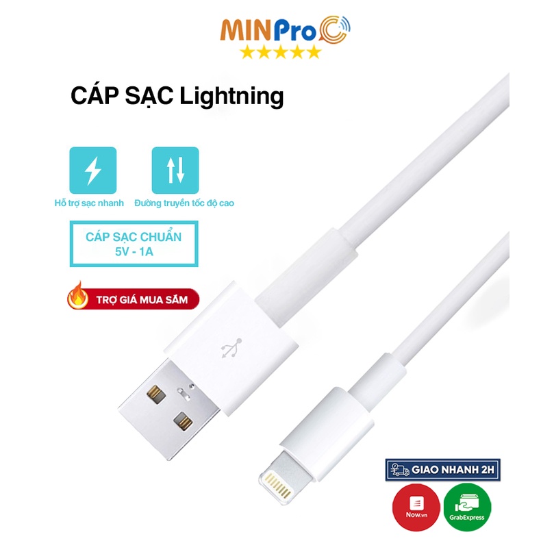 [Mã BMBAU50 giảm 7% đơn 99K] Dây cáp sạc Lightning hỗ trợ sạc nhanh, Sạc tiêu chuẩn - MINPRO